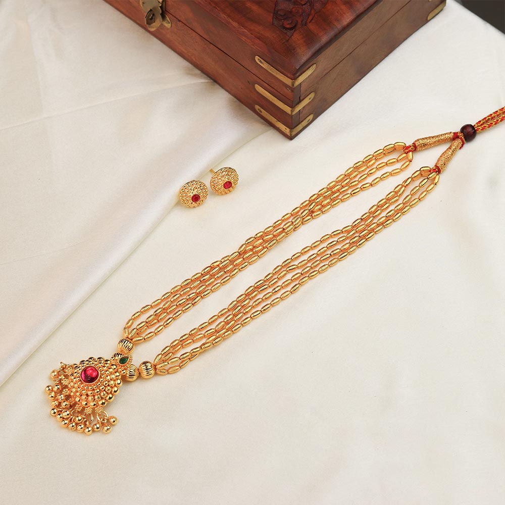 Floral pendant multi-strand necklace