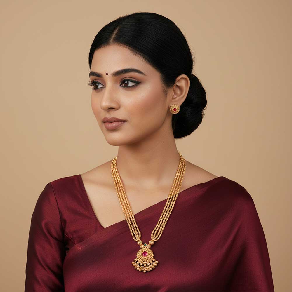Floral pendant multi-strand necklace