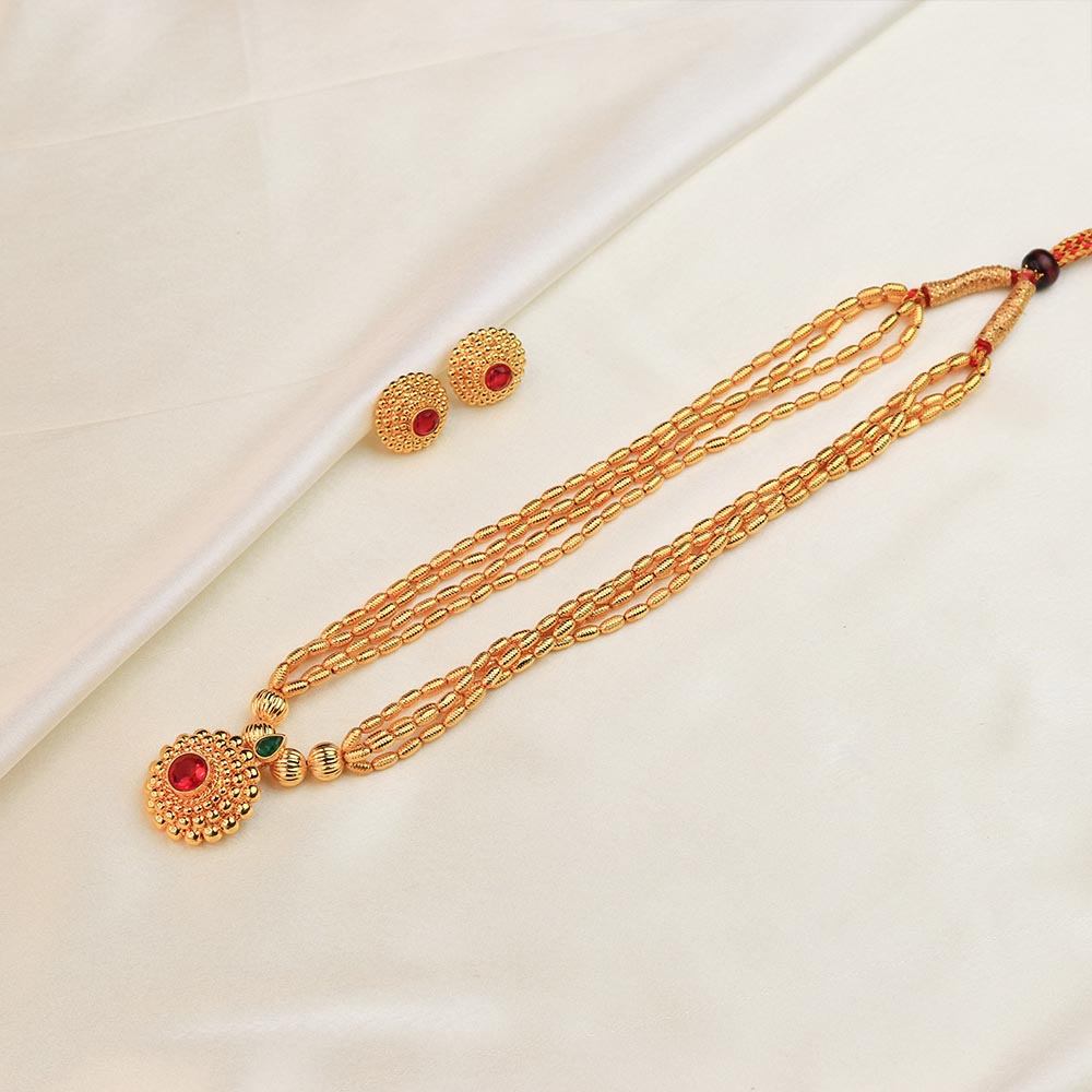 Kolhapuri Red Stone Pendant Haar