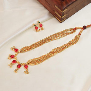 Red drop layered necklace