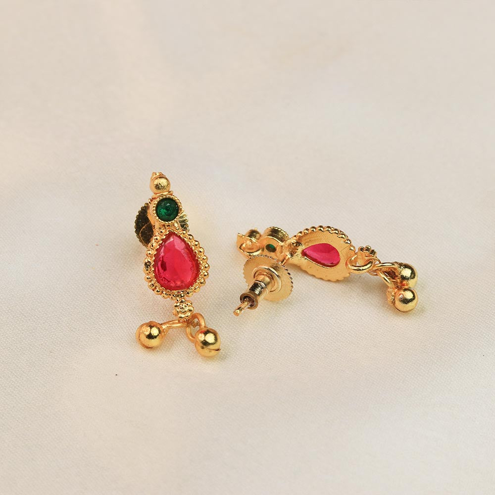 Kolhapuri Red Drop Multi-Strand Necklace